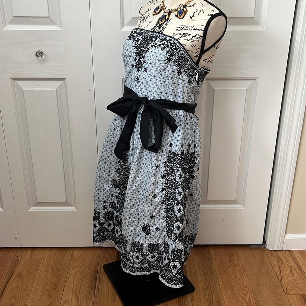 Anthropologie Moulinette Soeur Embroidered strapless Dress with Ribbon Belt Sz 8 - Picture 8 of 14